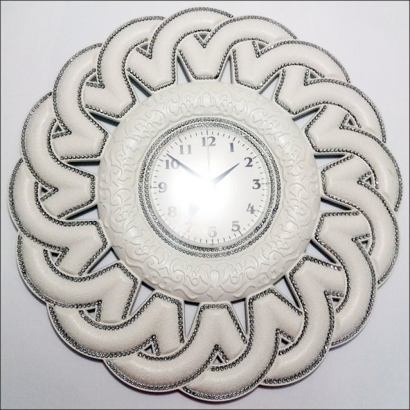 Osmanlı Fas Pers Şahmeran Motifi 55cm Taşlı Ön Camlı Duvar Saati - 2