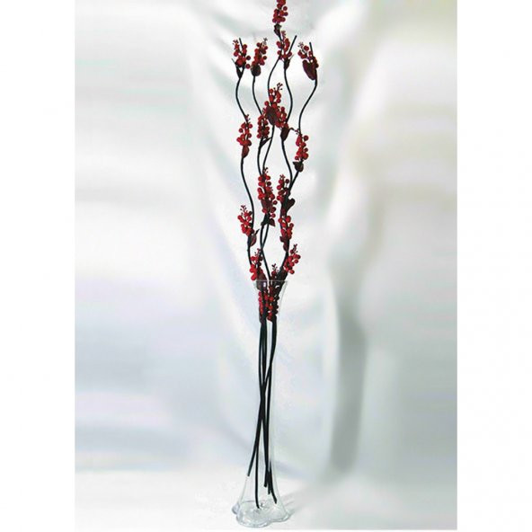 5 Adet Kırmızı Çiçek 80 cm Fil Ayağı Islak Kuru Uzun Cam Vazo ürün görseli 1