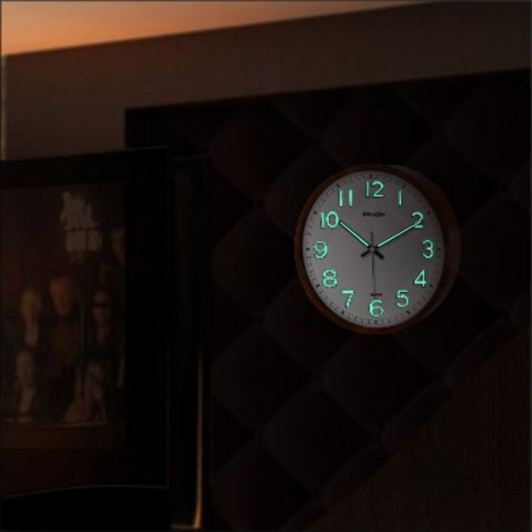 Gece Okunabilen Ultra Mor Kasa 22 cm Sessiz Fosforlu Duvar Saati - 2