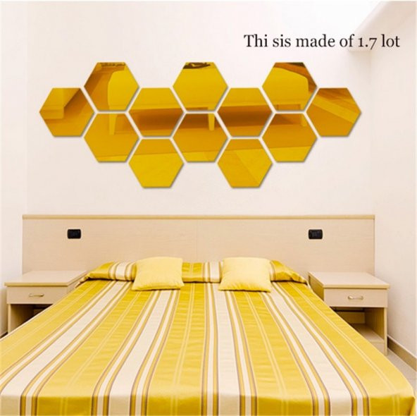 Altıköşe Altıgen Geometrik Hexagon 4 mm Cam 18x16 Duvar Boy Aynası - 4