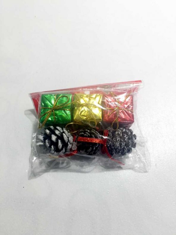 Küçük Kozalak Renkli Paketler Yılbaşı Çam Ağacı Ağaç Süsü Süsleri - 2