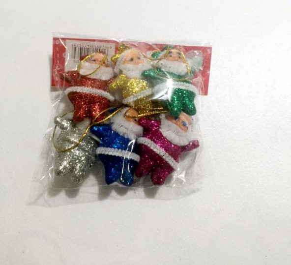 Renkli Küçük Noel Baba 6 Parça Yılbaşı Ağacı Ağaç Süsü Süsleri - 2