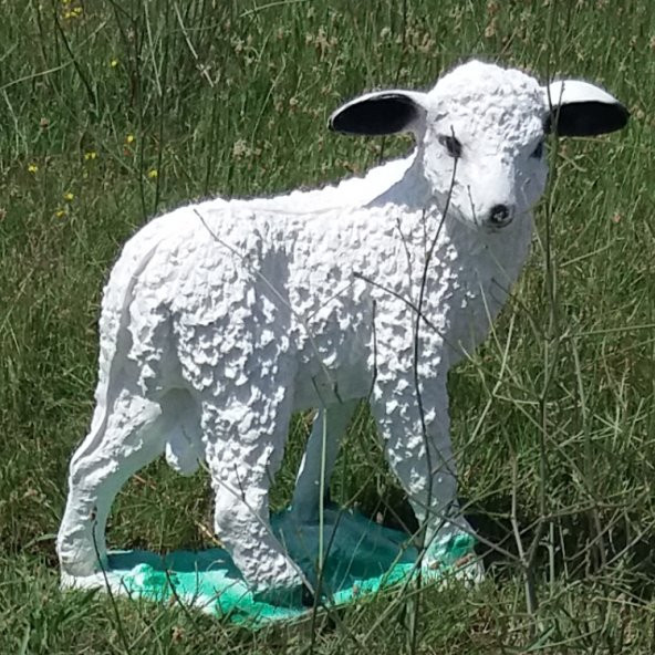 Beyaz Koyun Yavrusu Süt Kuzu İç Dış mekan 50cm Bahçe Oda Heykeli