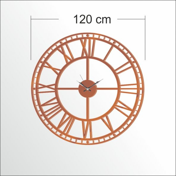 Büyük Dev Kahve 120cm Romen Rakkamlı Arkası Görünen Duvar Saati - 3
