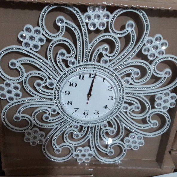 En Kaliteli Ayna Çok Taşlı Özel Tasarım Gösterişli Duvar Saati ürün görseli 1