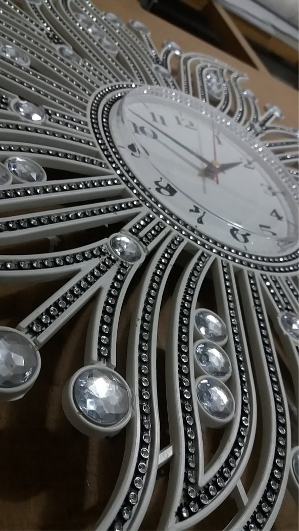 Fas Osmanlı Çiçek Motif Desenli Akrilik Çok Taşlı Duvar Saati - 2