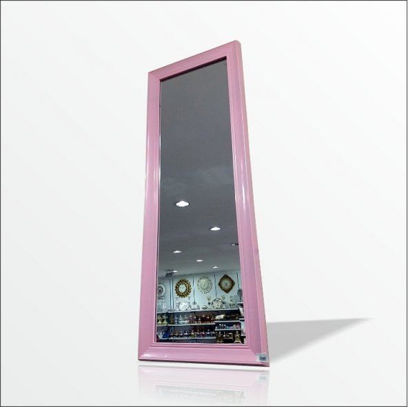 110cm Pudra Pembe Çerçeveli Salon Antre Banyo Duvar Boy Aynası
