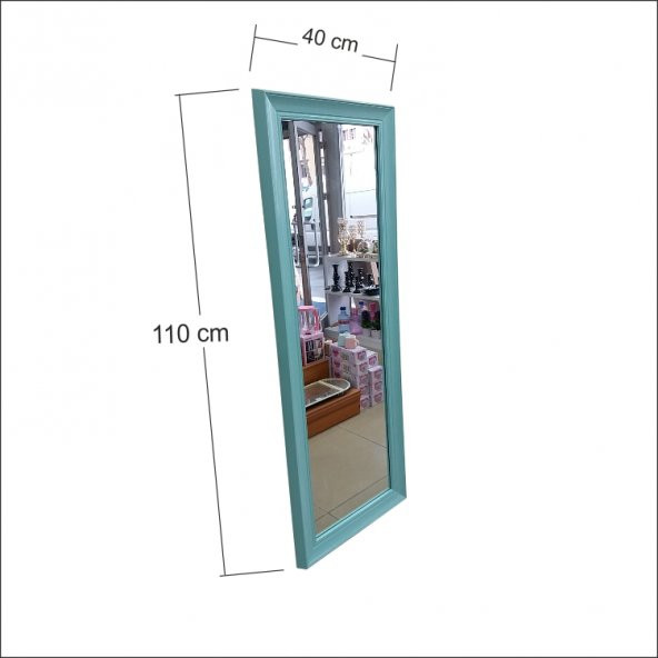 110cm Boy Turkuaz Mavi Çerçeve Boy Koridor Soyunma Kabini Aynası - 2