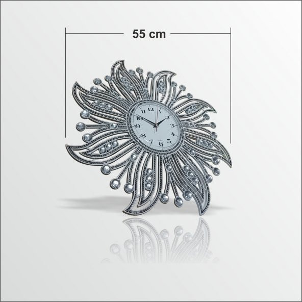 Fas Osmanlı Çiçek Motif Desenli Akrilik Çok Taşlı Duvar Saati - 3