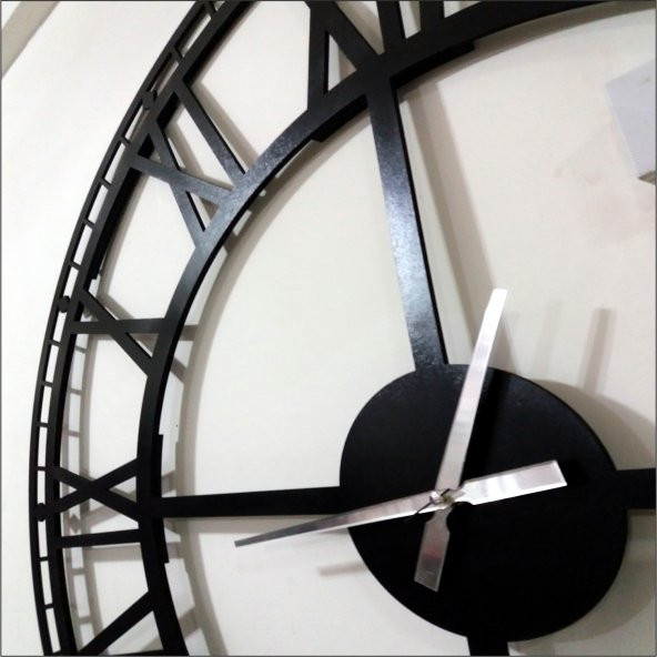 Çap 120 lik cm En Büyük Ebat Ferforje Görünümlü Dev Duvar Saati - Resim 6