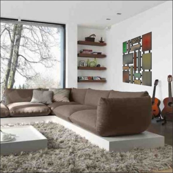 Büyük Geometrik Kalın Renkli İşlemeli Desenli Duvar Tablos Panosu - 3