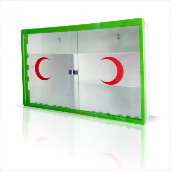 Sürgülü Camlı Kapaklı Steril İlkyardım Sağlık Ecza Kutusu Dolabı