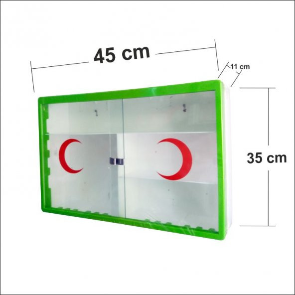 Sürgülü Camlı Kapaklı Steril İlkyardım Sağlık Ecza Kutusu Dolabı - 2