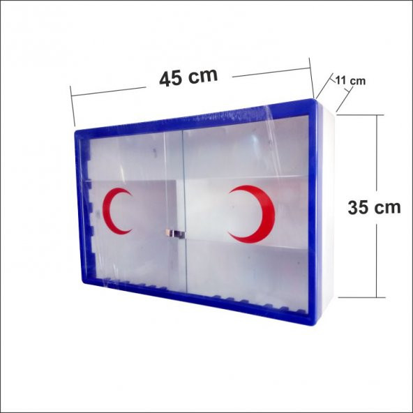 Sürgülü Camlı Kapaklı Steril İlkyardım Sağlık Ecza Kutusu Dolabı - 2