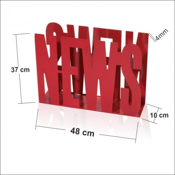 48x37cm News Yazılı Kırmızı Gazetelik Broşürlük Dergilik Postalık - 2