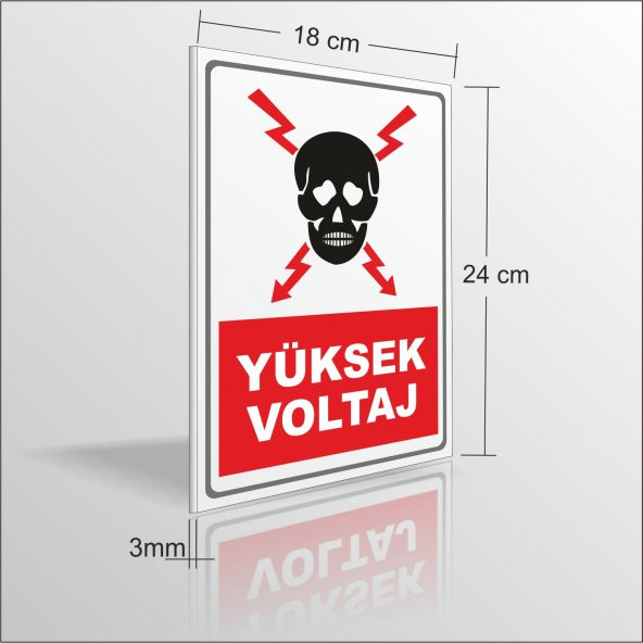 Yüksek Voltaj İkaz ve Uyarı Levhası 18x24cm 3mm Suya Dayanıklı - 2