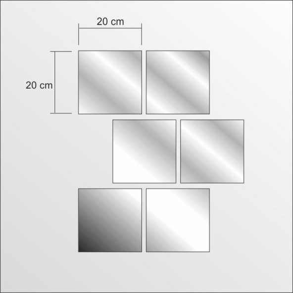 50x65cm Geometrik Parçalı Kare Cam Boy Banyo Duvar Lavabo Aynası - 4