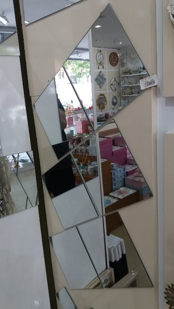50x65cm Geometrik Parçalı Kare Cam Boy Banyo Duvar Lavabo Aynası - 6