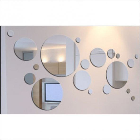 19 Parça Daireler Formunda Hazırlanmış Dekoratif Ayna