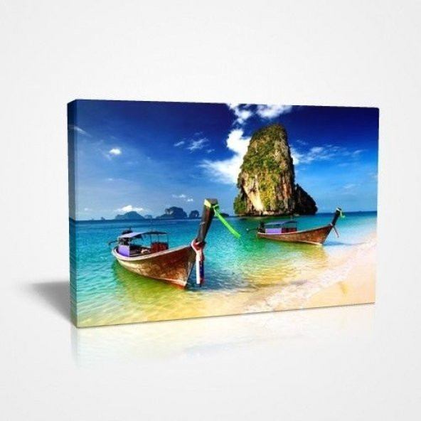 Ağır Kalın Ahşap Karkaslı 30x45 cm Çift Kayık Canvas Kumaş Tablo
