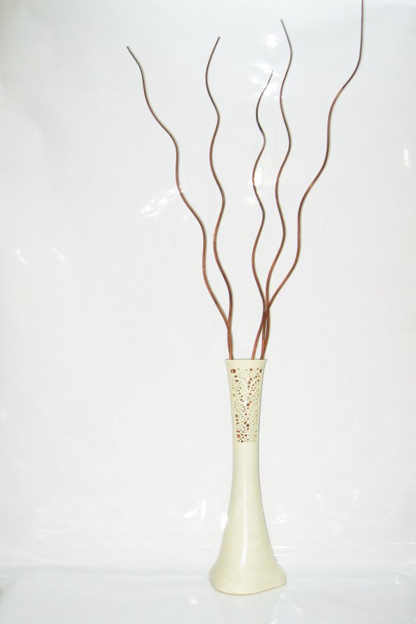 60 cm Desenli Uzun Krem Vazo 5 adet Kahverengi Uzun Kıvrık Dal