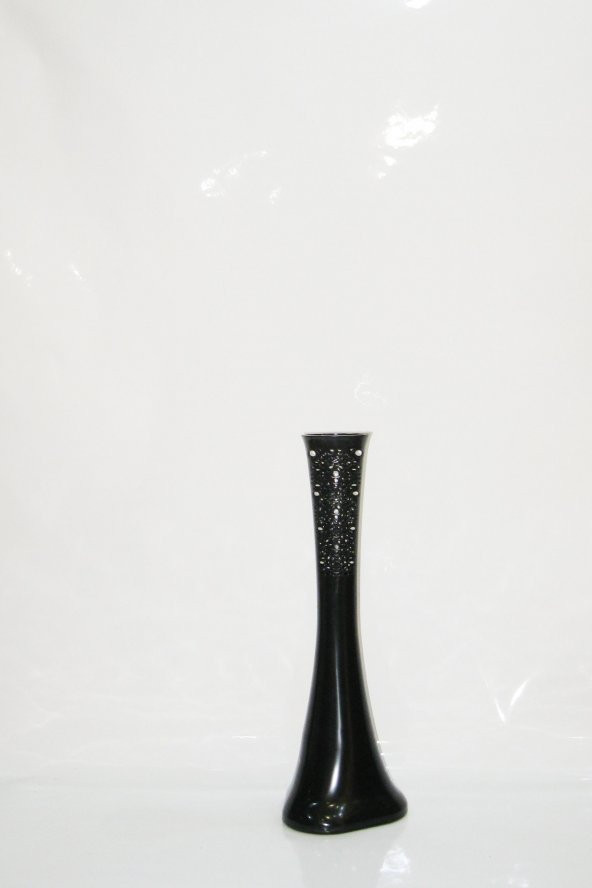 60 cm Siyah İşlemeli Delikli Desenli Uzun Vazo ürün görseli 1