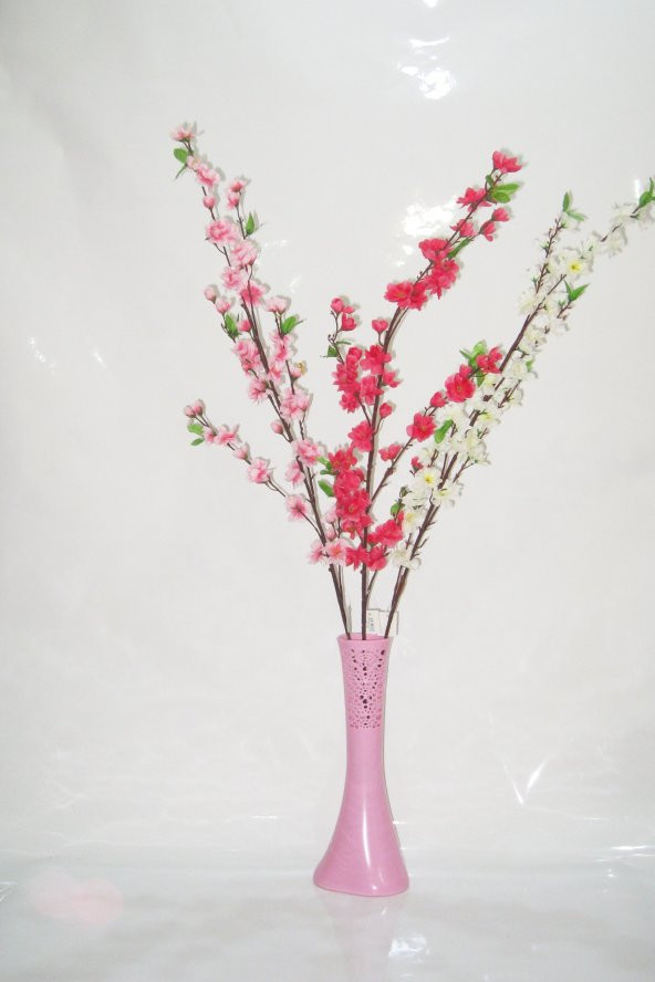 40 cm Pembe İşlemeli Vazo Bahar Dalları
