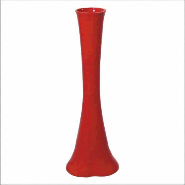 60 cm Kırmızı Cam Devrilmez Dengeli Köşe Masa Uzun Fil Ayağı Vazo