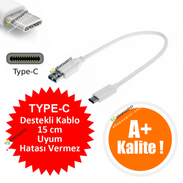 TYPE-C Kısa Power Bank Harici USB Data/Şarj Kablosu