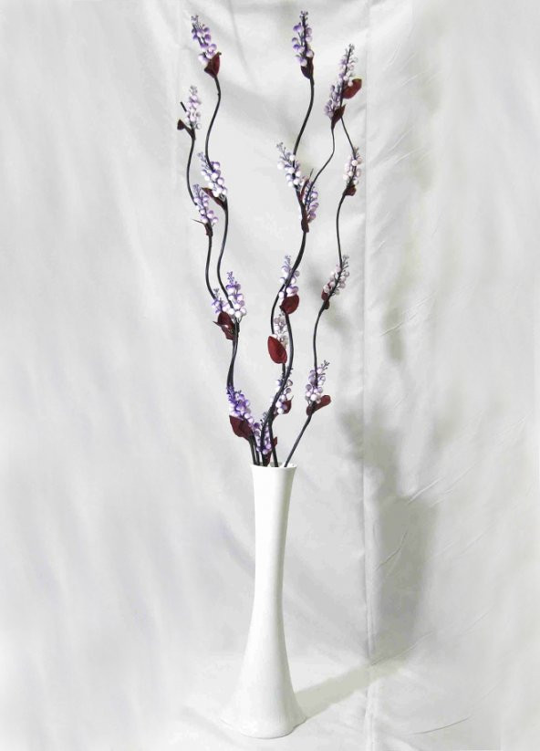 5 Adet Mor Çiçek Cam 60 cm Beyaz Vazo ürün görseli 1