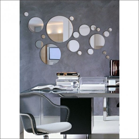 19 Parça Daireler Formunda Hazırlanmış Dekoratif Ayna - 2