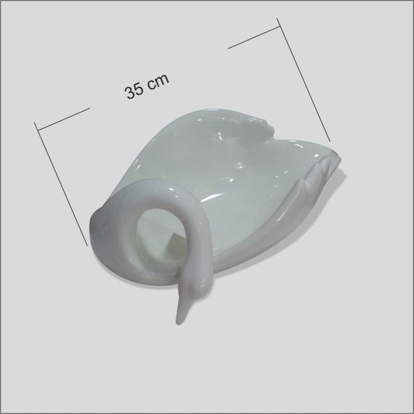 Seramik Krem Kuğu Tabak Biblo - Resim 2