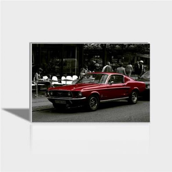 60x90 cm Kırmızı Mustang Canvas Tablo