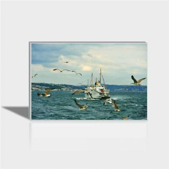 60x90 cm Boğazda Vapur Canvas Tablo