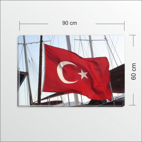60cm X 90 cm Türk Bayrağı Kanvas Tablo