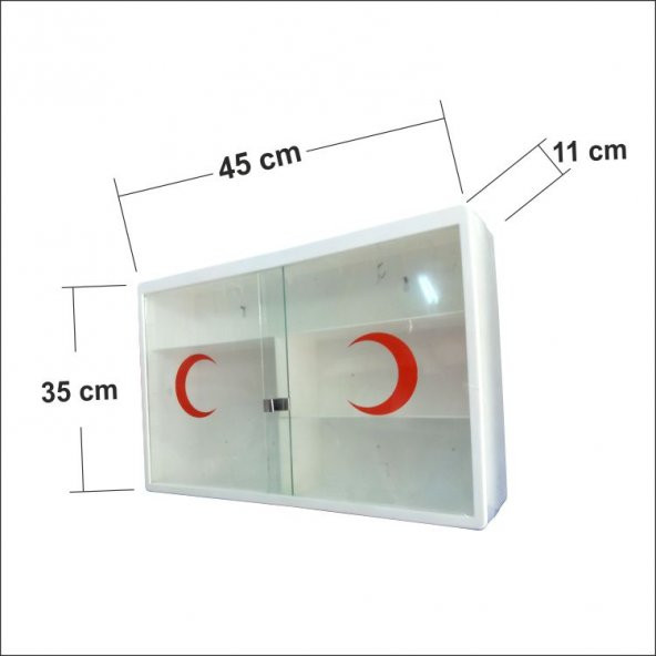 Sürgülü Camlı Kapaklı Steril İlkyardım Sağlık Ecza Kutusu Dolabı - 2