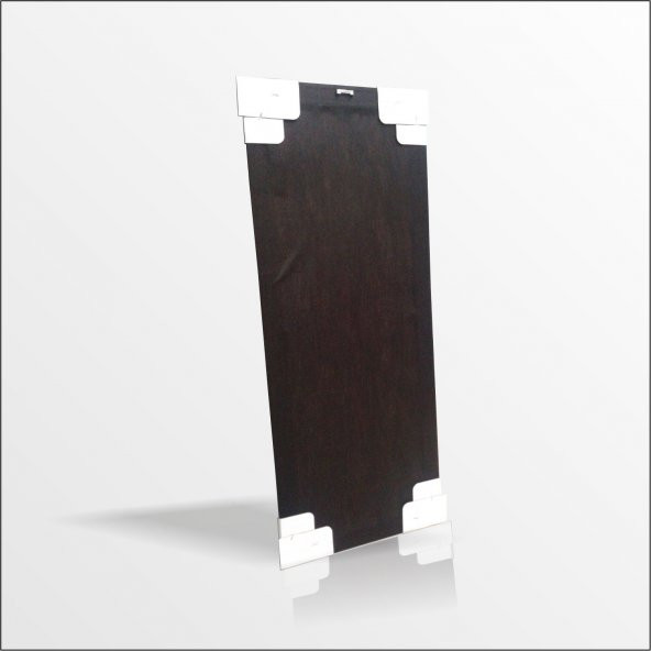 Uzun 40x100 cm Siyah Çerçeveli Gümüş Yaldız Varaklı Cam Boy Aynası - Resim 2