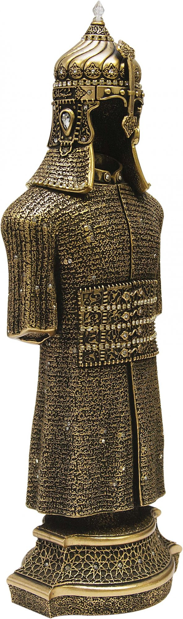 Cevşen İşlemeli Miğferli Zırh Kaftan Altın Renk Dini Ürün Biblo