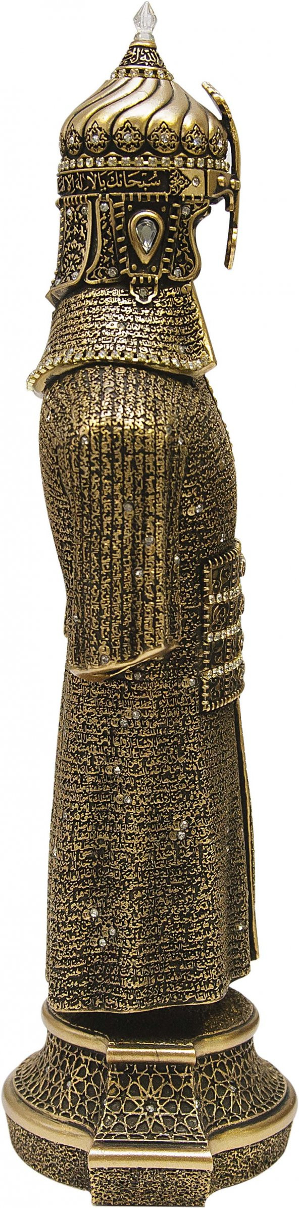 Cevşen İşlemeli Miğferli Zırh Kaftan Altın Renk Dini Ürün Biblo - 2