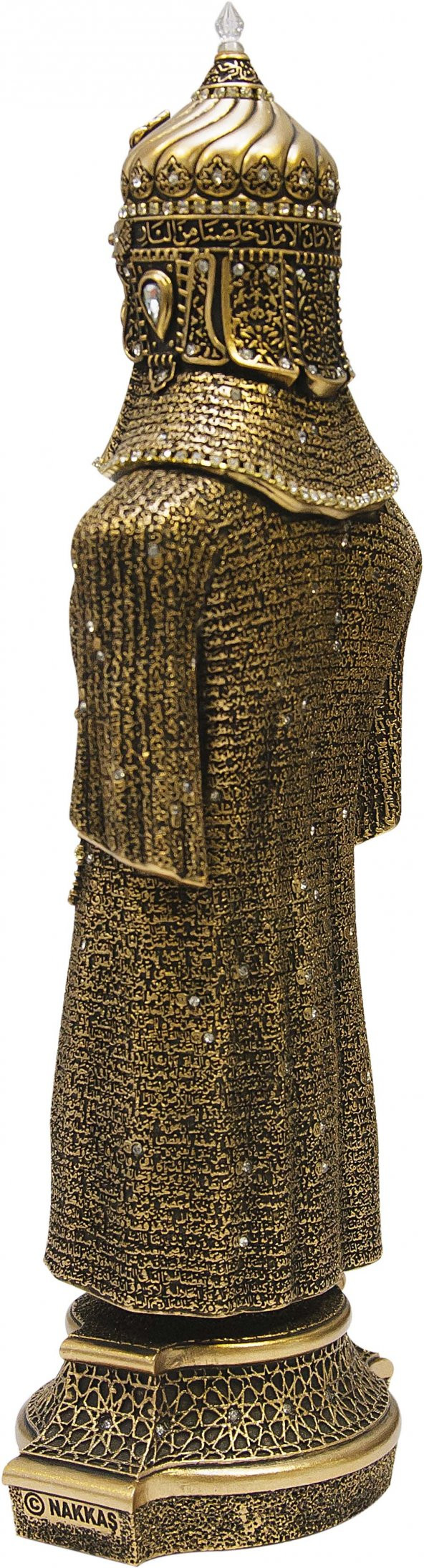 Cevşen İşlemeli Miğferli Zırh Kaftan Altın Renk Dini Ürün Biblo - 4