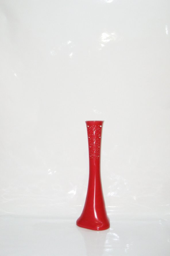 60 cm Kırmızı Renk Delikli İşlemeli Desenli Uzun Sızdırmaz Vazo
