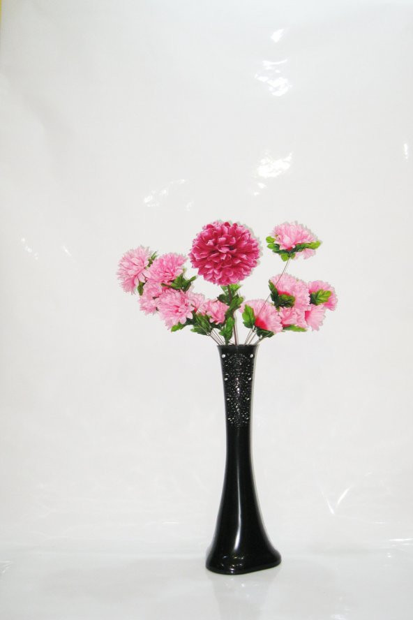 60 cm Siyah Desenli Vazo Çiçekler