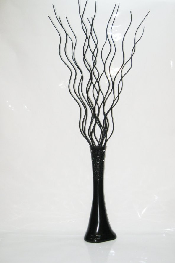 60 cm Siyah Desenli Vazo 15 Adet Siyah Dal