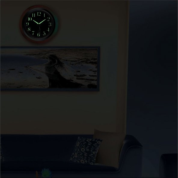 Ahşap Görünümlü Okunaklı Fosforlu Duvar Saati 35cm - Resim 4