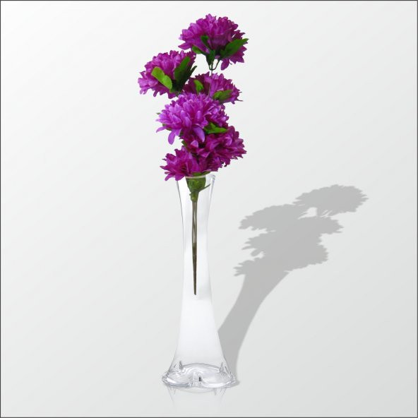 Mor Çiçekli Kırılmaz 40 cm Cam Vazo