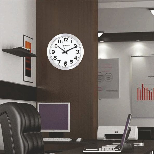 Alüminyum Çerçeve 22cm Camlı Ev Ofis Etüd Sınıf Okul Duvar Saati - 2