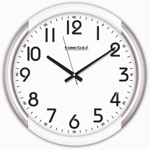 Gümüş Renk Çerçeve Ofis İşyeri Otel Resepsiyon Duvar Saati ürün görseli 1