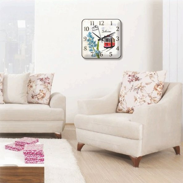 Taksim Tramvay Tranvay Tramway ve Sümbül Bombe Camlı Duvar Saati - Resim 2