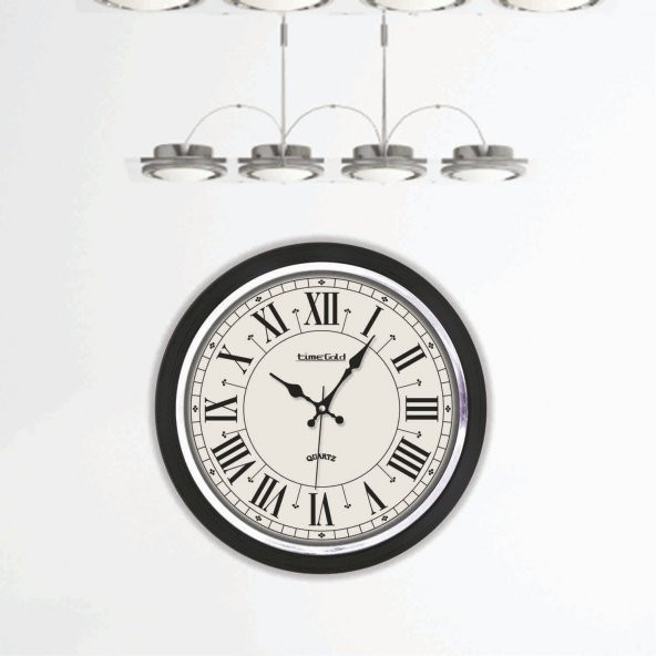 46 cm Siyah Çerçeve Romen Rakamlı Okul İşyeri Ofis Duvar Saati - 3