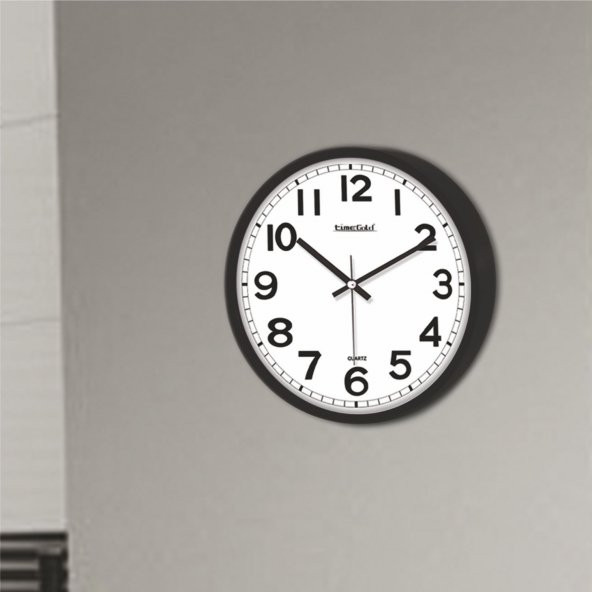Ön Camlı Sessiz Çalışan 22cm Okunaklı Siyah Çerçeve Ev Okul İşyeri Duvar Saati - 2